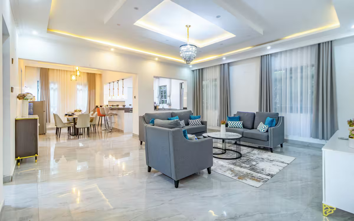 Modern kitchen and dining area